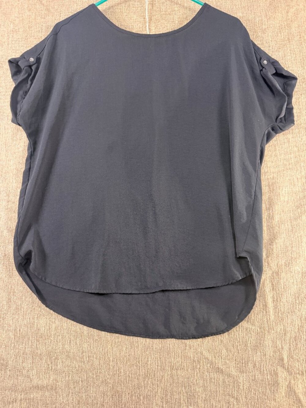 Maurices Black Short Sleeve Zip-Back Blouse | Size Small